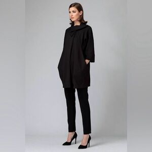 $299 JOSEPH RIBKOFF COAT Wrap Design COWL NECK Cocoon Size 8 Black